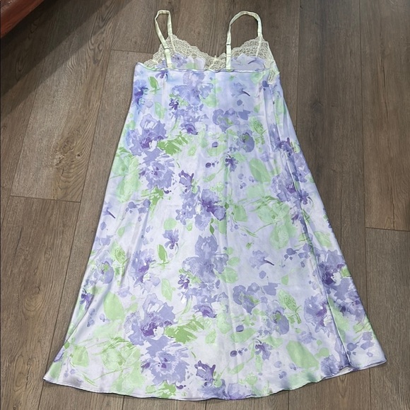 Jones New York Green Purple Y2K Lace Floral Chemise Slip Dress Maxi Size Large - Picture 7 of 7